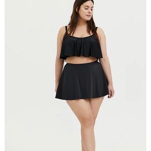 Torrid Swim Flounce Black Two Piece Bathing Suit